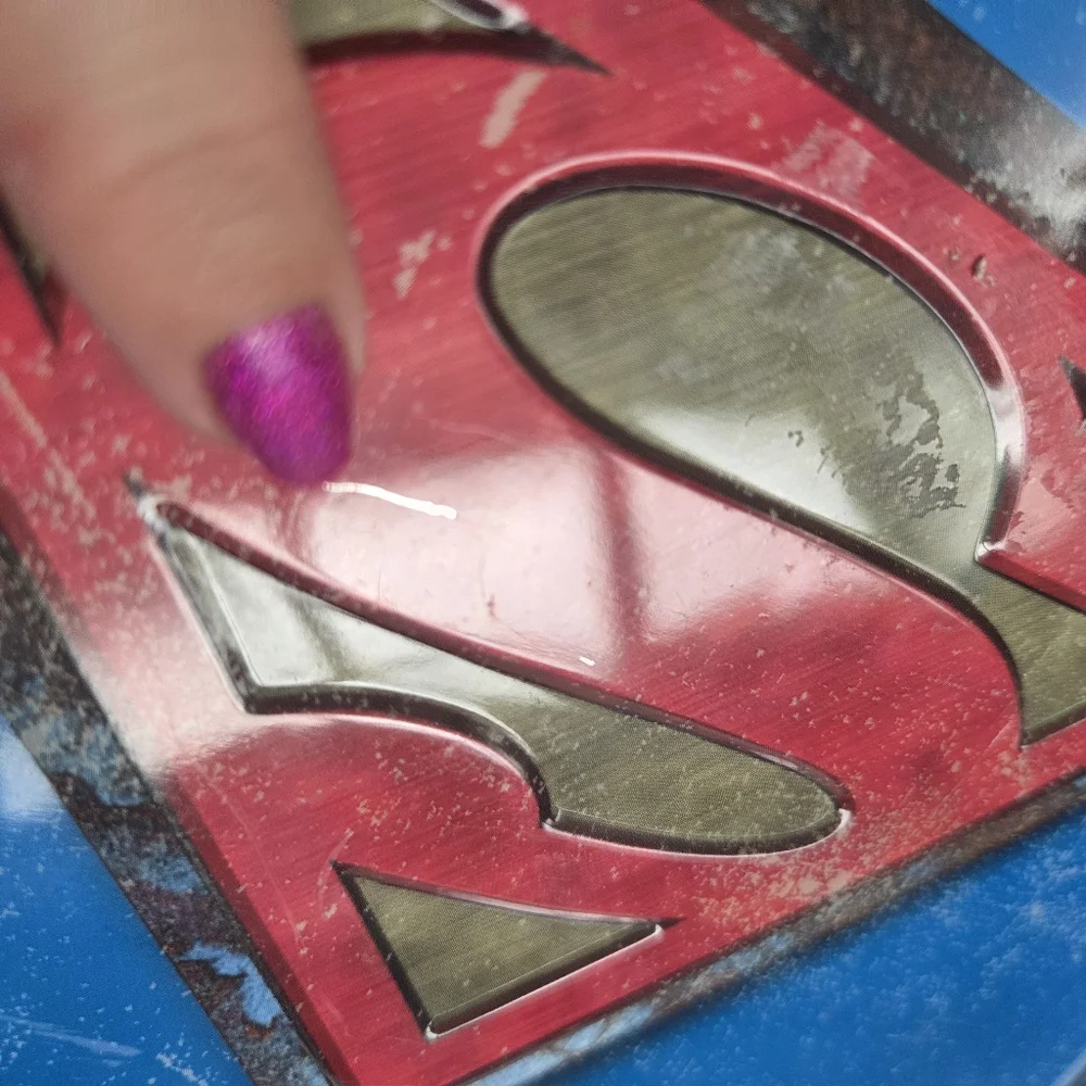 Superman Metal Lunch Box Tin Blue Vintage Style Scratches‎ Rare DC Comics 2006